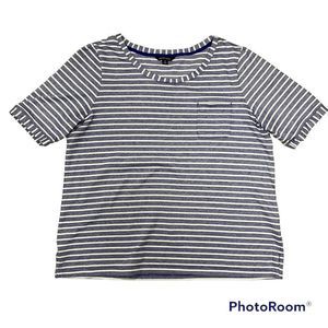 Lands End Knit Shirt Top Short Sleeve Stripes Women’s Size 18